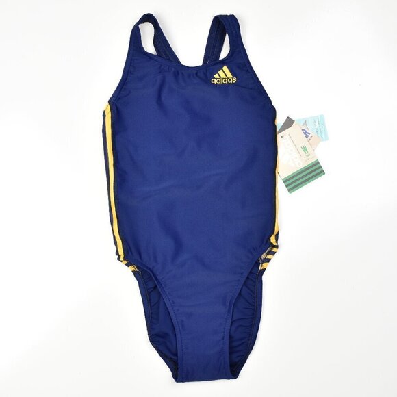 Adidas Stripe Competitive Performance Racing One-Piece Swimsuit NEW 28 - Picture 1 of 7